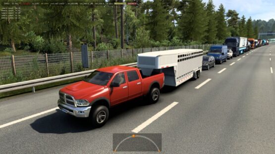 Dodge Ram 2500 + Trailers Hauler and Livestock in Traffic ETS2 1.43.x