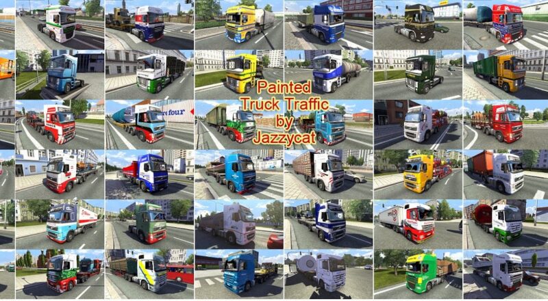 Mod – Pack de Caminhões do Tráfego Pintados Para V.14.7 Para V.1.43 By: Jazzycat