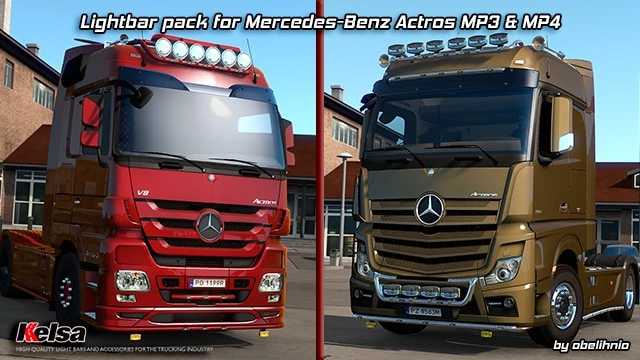 Kelsa lightbars for MB Actros MP3 & MP4 v1.4 ETS2