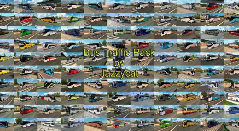 Pack de tráfego de ônibus por Jazzycat v17.7 ETS2 1.49