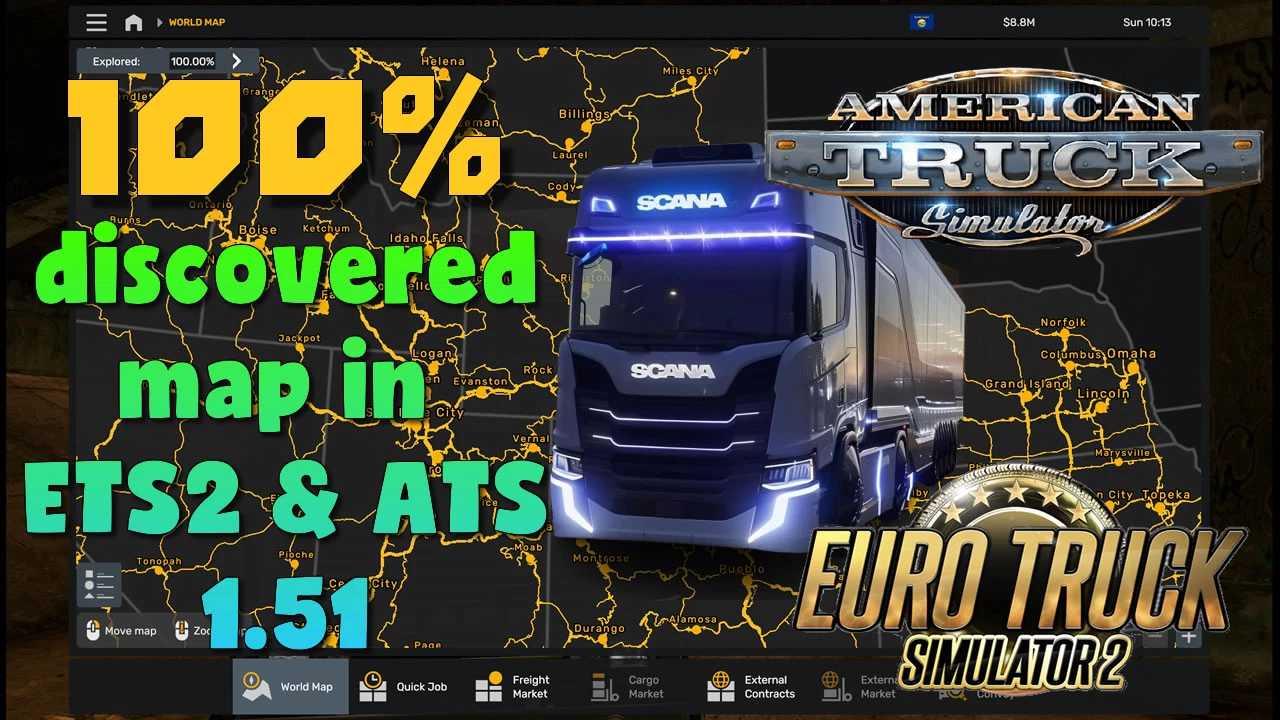 Mapa 100% aberto no Perfil com todos os DLC 1.51 ETS2