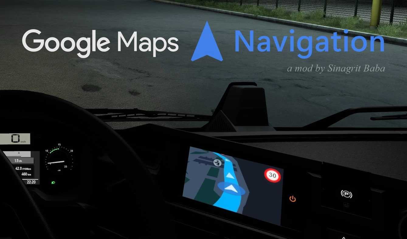 Navegação noturna do Google Maps versão v3.1 ETS2