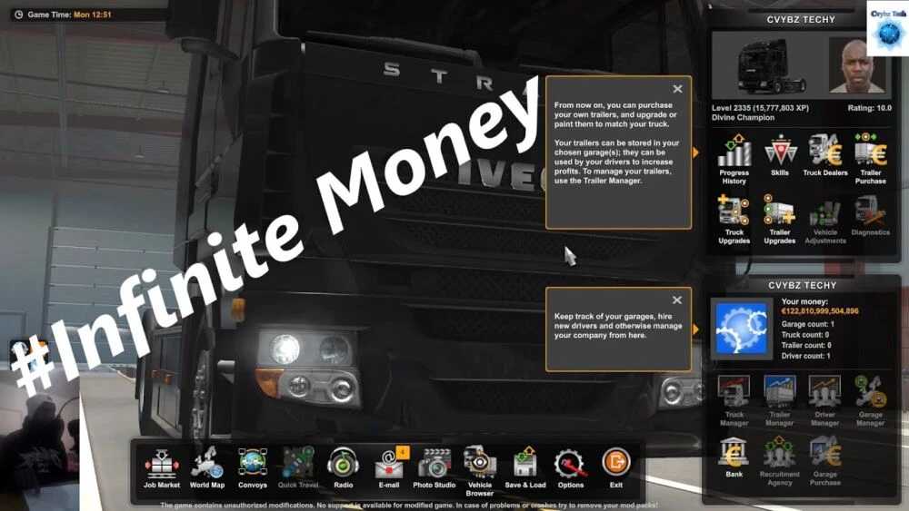 Mod De Xp e Dinheiro infinitos 1,52 – ETS2